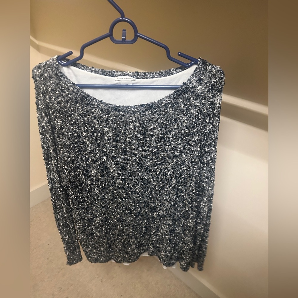 Club Monaco Black and White Knit sweater blouse
